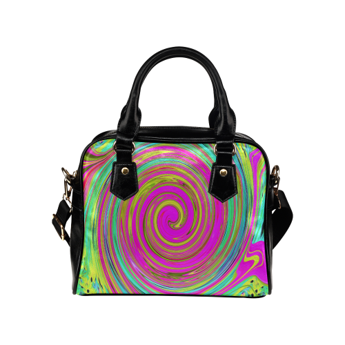 Groovy Abstract Pink Swirl Shoulder Handbag (Model 1634)