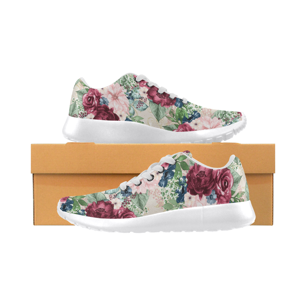 Luxury Flowers Shoes, Elegant Floral Women’s Running Shoes (Model 020)