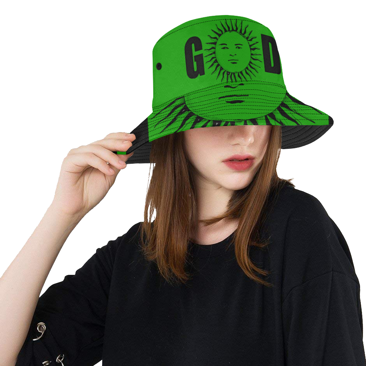 GOD Bucket Hat Green All Over Print Bucket Hat