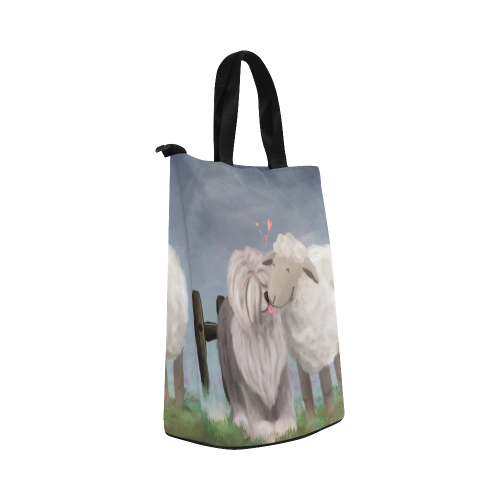 sheepdog and the sheep-big with backgrd Nylon Lunch Tote Bag (Model 1670)