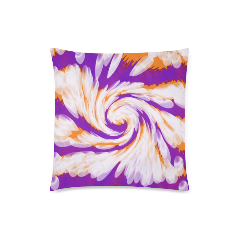 Purple Orange Tie Dye Swirl Abstract Custom Zippered Pillow Case 18"x18"(Twin Sides)