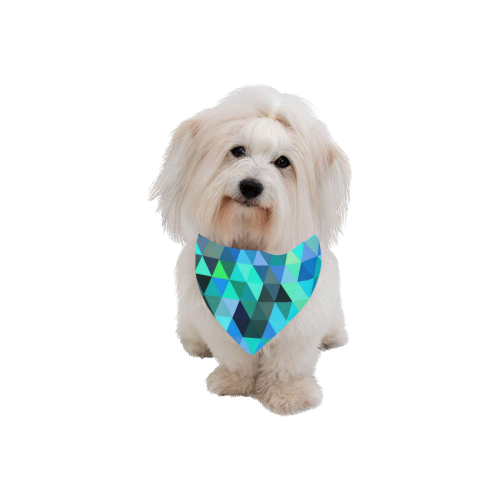 Mosaic Triangles Blue Pet Dog Bandana/Large Size