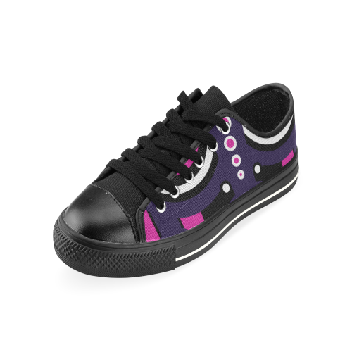 Pink Purple Tiki Tribal Low Top Canvas Shoes for Kid (Model 018)