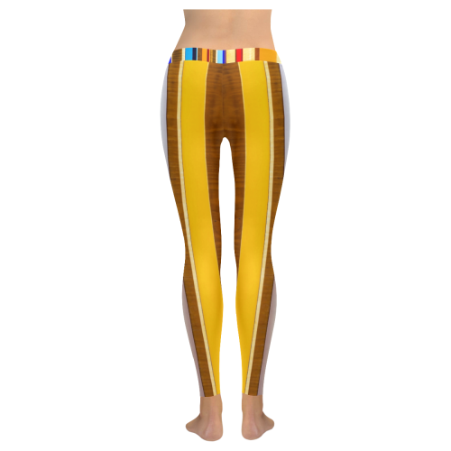 Colorful abstract pattern stripe art Women's Low Rise Leggings (Invisible Stitch) (Model L05)
