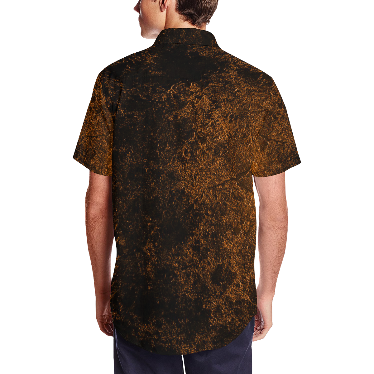 Mayan Gold Prophet Gothic Underground Satin Dress Shirt Men's Short Sleeve Shirt with Lapel Collar (Model T54)