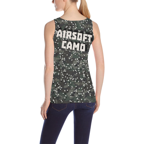 funny airsoft and paintball gamer woodland camouflage design parody All Over Print Tank Top for Women (Model T43)