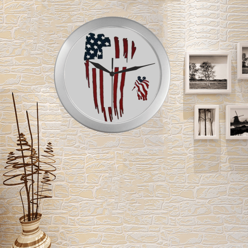 Flag Cross Soldiers Silver Color Wall Clock