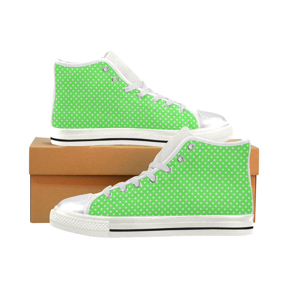 Eucalyptus green polka dots Women's Classic High Top Canvas Shoes (Model 017)