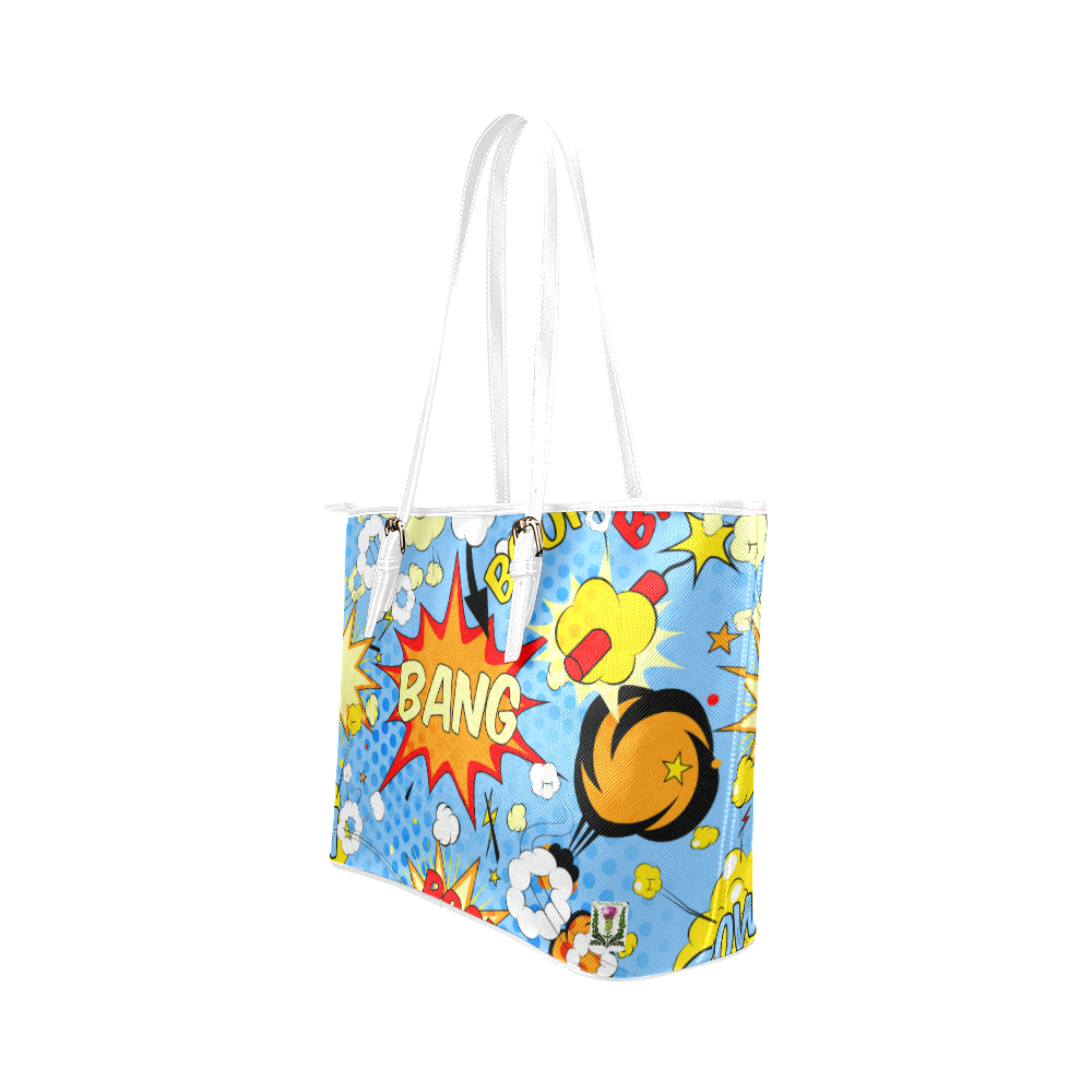 Fairlings Delight's Pop Art Collection- Comic Bubbles 53086k4 Leather Tote Bag/Small (Model 1651)