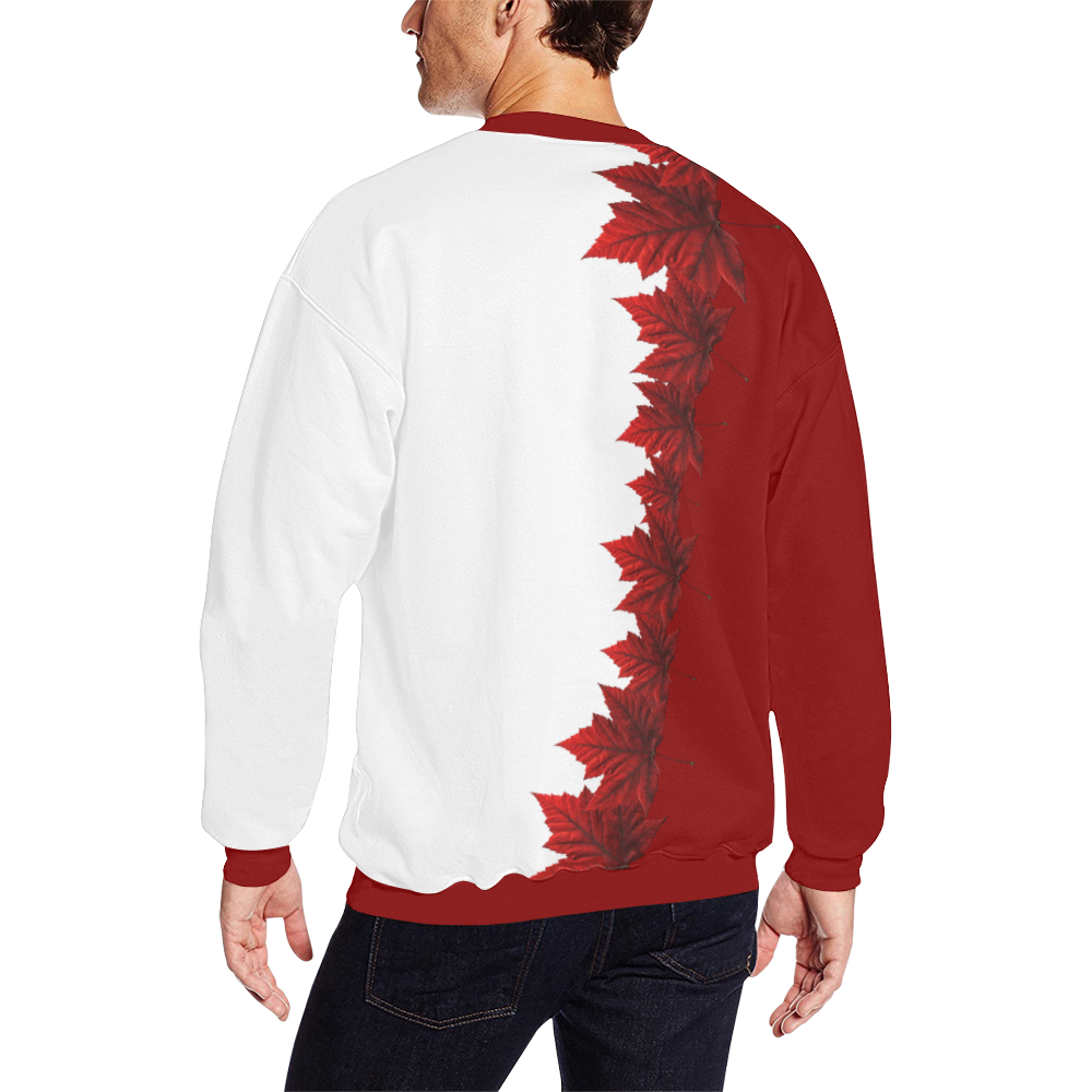 Canada Maple Leaf Sweatshirts Men's Oversized Fleece Crew Sweatshirt (Model H18)