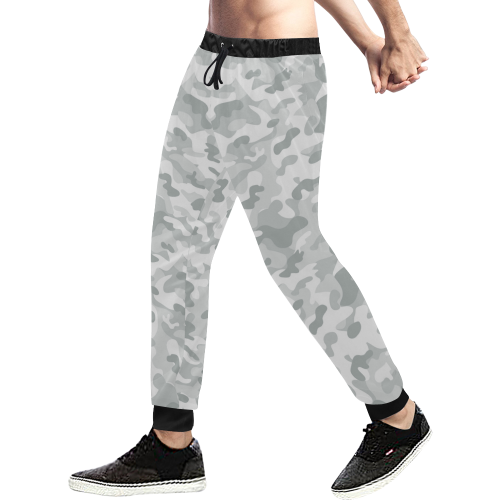 Grey Camo Men's All Over Print Sweatpants (Model L11)