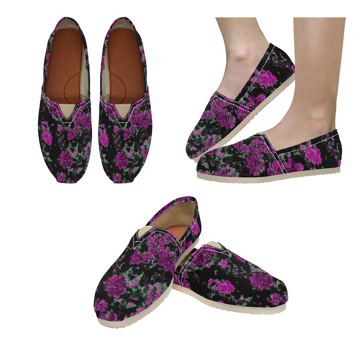 floral dreams 12 A by JamColors Women's Classic Canvas Slip-On (Model 1206)
