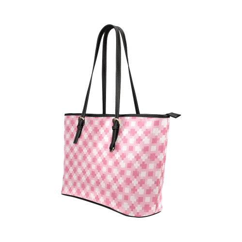 pink pattern Leather Tote Bag/Small (Model 1651)