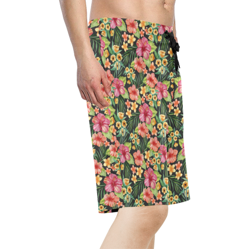 Tropical Flowers Men's All Over Print Board Shorts (Model L16)