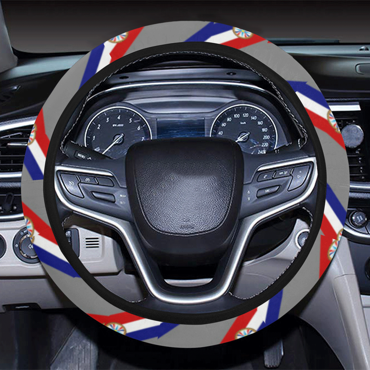 Assyrian Flag Steering Wheel Cover with Elastic Edge