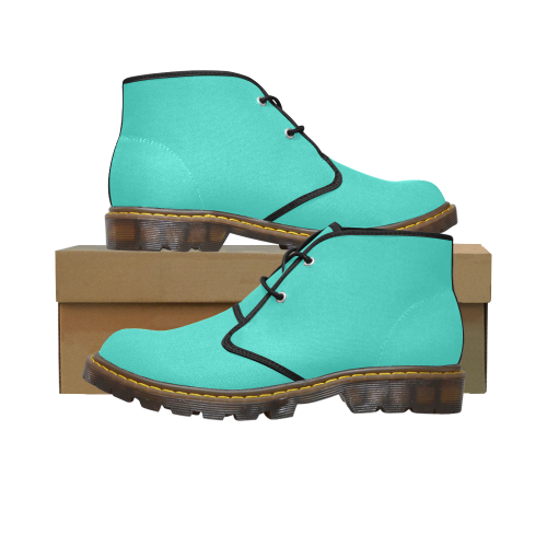 color turquoise Women's Canvas Chukka Boots (Model 2402-1)