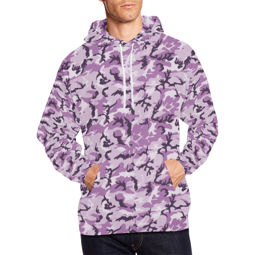 Woodland Pink Purple Camouflage All Over Print Hoodie for Men (USA Size) (Model H13)