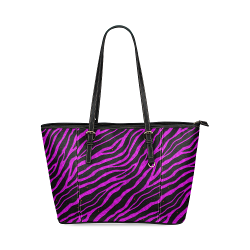 Ripped SpaceTime Stripes - Pink Leather Tote Bag/Large (Model 1640)