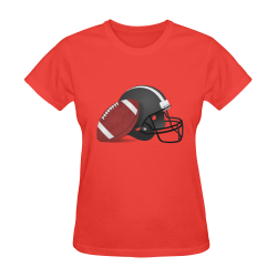 Sports Football and Football Helmet Red Sunny Women's T-shirt (Model T05)