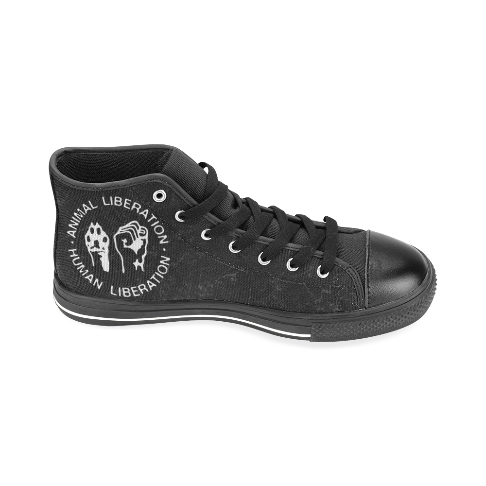 Animal Liberation, Human Liberation Men’s Classic High Top Canvas Shoes /Large Size (Model 017)