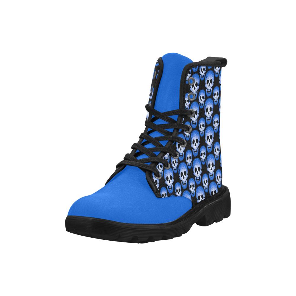 Blue with Skulls Halloween Cheeky Witch Martin Boots for Women (Black) (Model 1203H)
