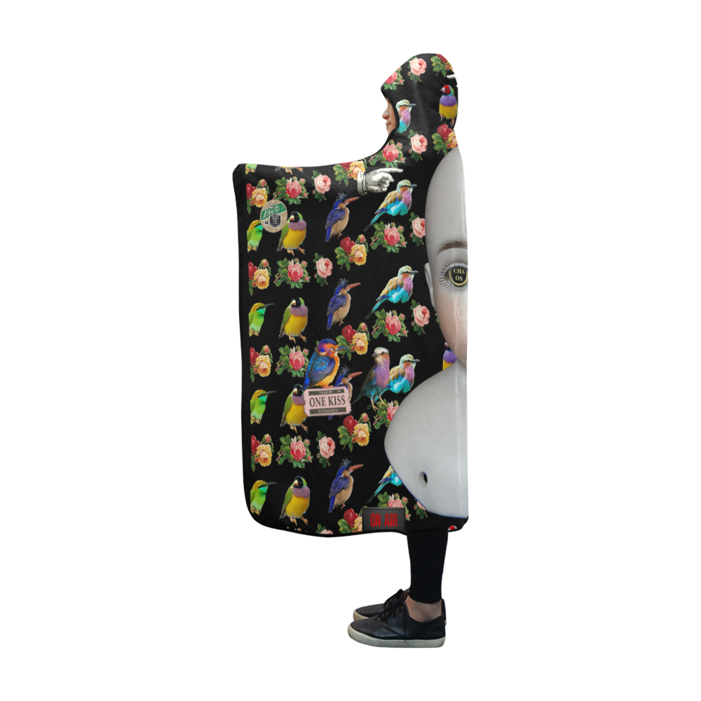 All the Birds and Roses and a Creepy Doll Hooded Blanket 60''x50''