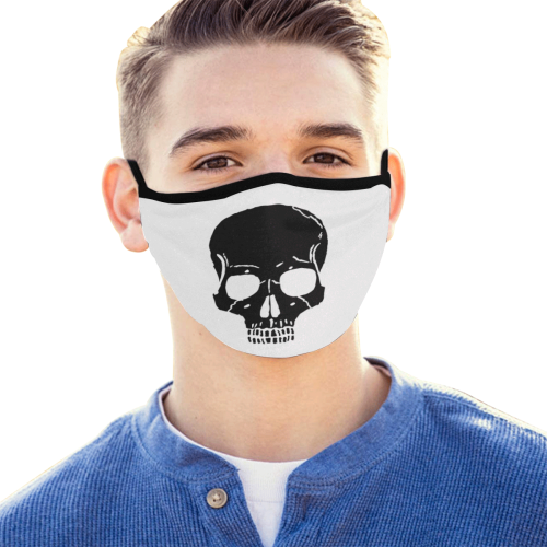 Simple Skull Art Drawing On White Background Cool Mouth Masks Mouth Mask