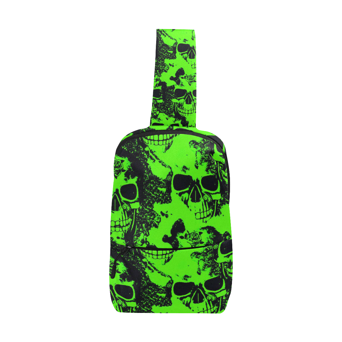 cloudy Skulls black green by JamColors Chest Bag (Model 1678)