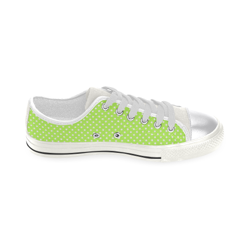 Mint green polka dots Canvas Women's Shoes/Large Size (Model 018)