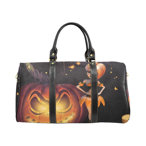 Halloween, girl with pumpkin New Waterproof Travel Bag/Large (Model 1639)