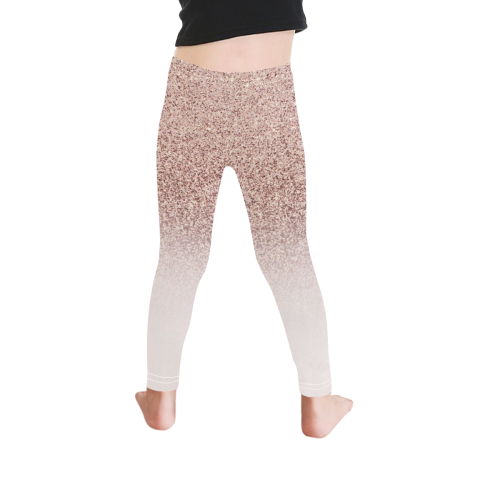 Rose gold faux glitter pink ombre modern elegant trendy chic girly Kid's Ankle Length Leggings (Model L06)