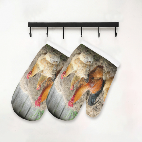 Farmside Roosters Oven Mitt (Two Pieces)
