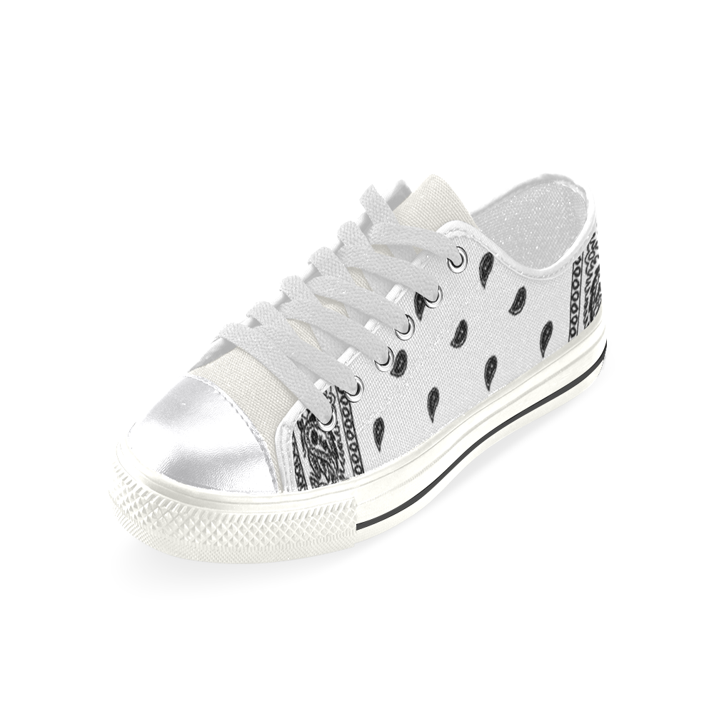 White Bandana Women's Classic Canvas Shoes (Model 018)