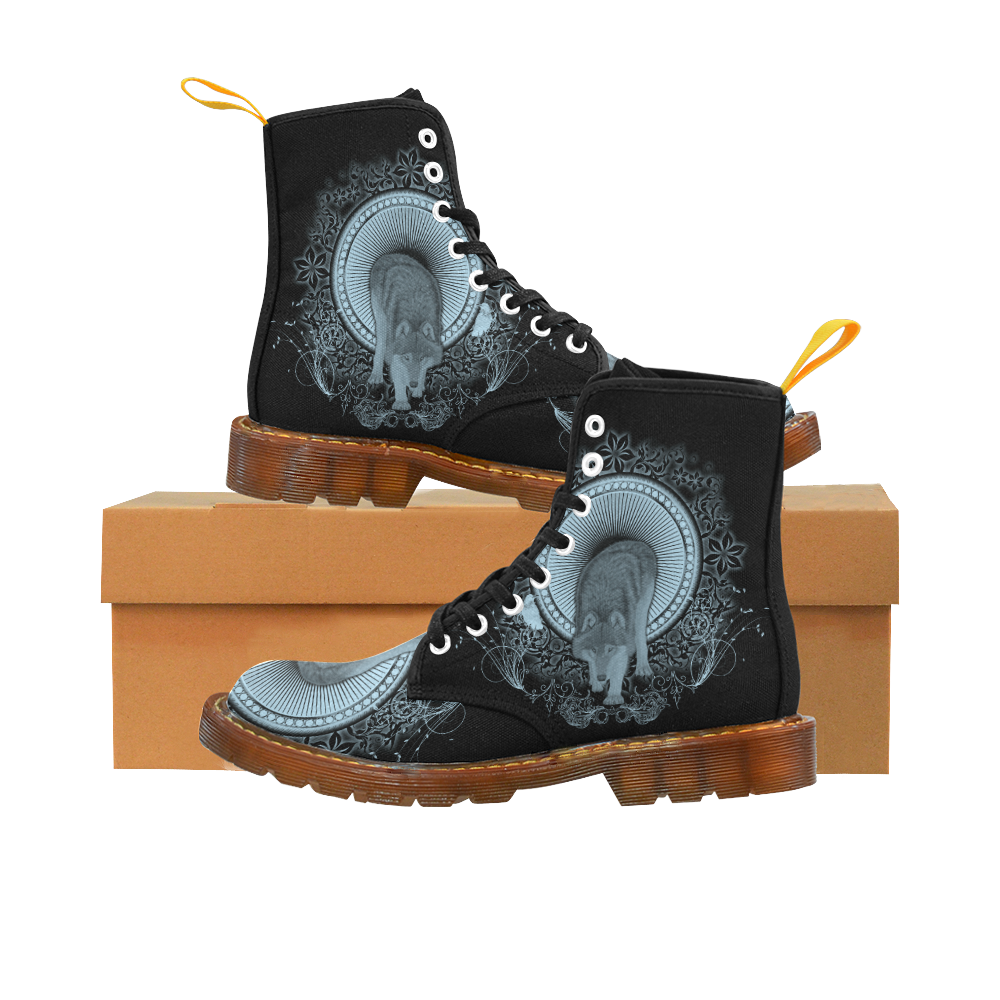 Wolf in black and blue Martin Boots For Women Model 1203H