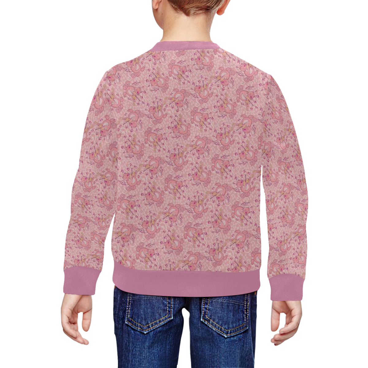 Cat with Violin Pattern All Over Print Crewneck Sweatshirt for Kids (Model H29)