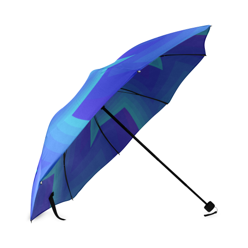 Royal blue star spiral Foldable Umbrella (Model U01)