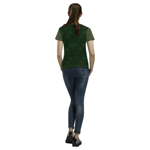 Elegant 4-Leaf Clover All Over Print T-Shirt for Women (USA Size) (Model T40)