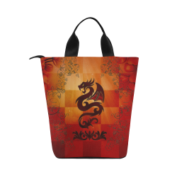 Tribal dragon  on vintage background Nylon Lunch Tote Bag (Model 1670)