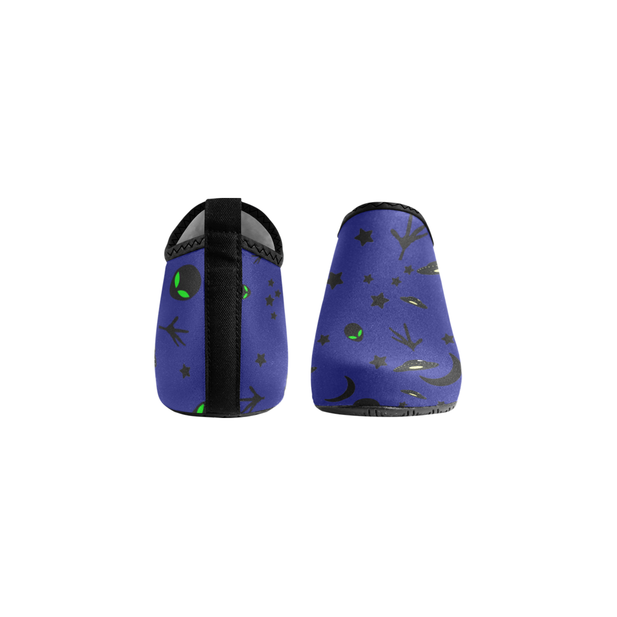 Alien Flying Saucers Stars Pattern on Blue Women's Slip-On Water Shoes (Model 056)