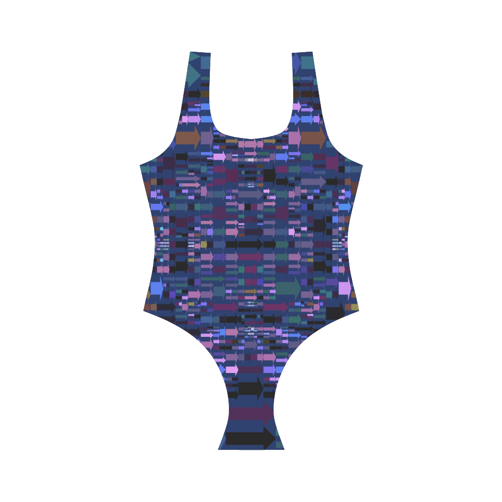 Arrows in Blue and Pink Vest One Piece Swimsuit (Model S04)