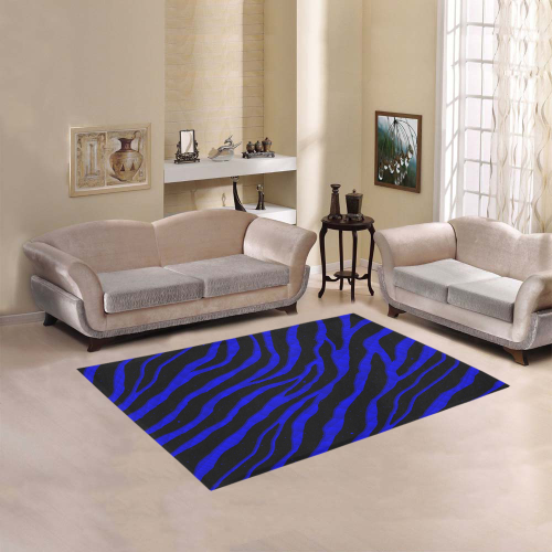 Ripped SpaceTime Stripes - Blue Area Rug 5'3''x4'