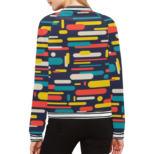 Colorful Rectangles All Over Print Bomber Jacket for Women (Model H21)