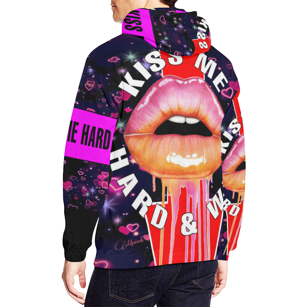 Kiss me Hard All Over Print Hoodie for Men/Large Size (USA Size) (Model H13)