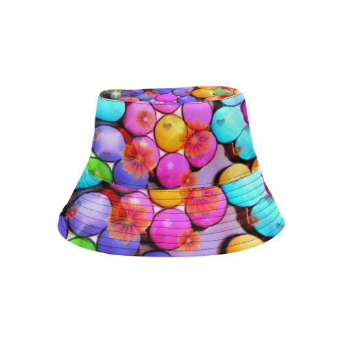 Candy Flower Dropsby Nico Bielow All Over Print Bucket Hat
