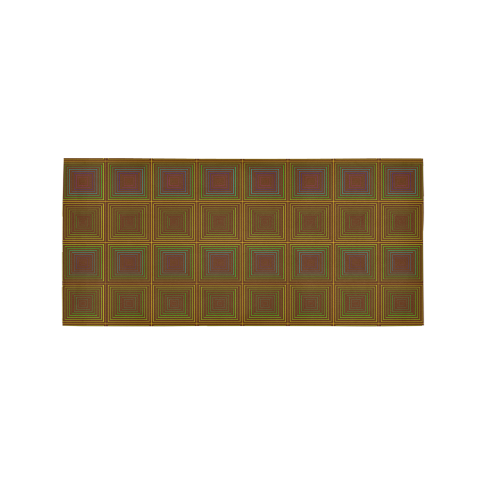 Golden brown multicolored multiple squares Area Rug 7'x3'3''