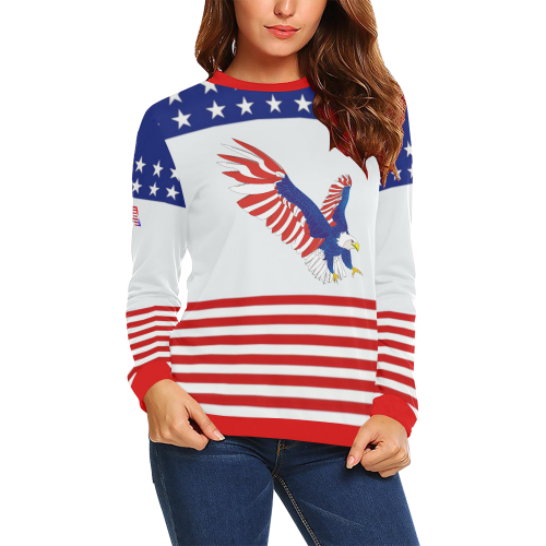 American Eagle All Over Print Crewneck Sweatshirt for Women (Model H18)