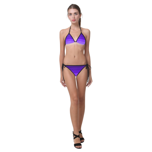 Purple stripes Custom Bikini Swimsuit (Model S01)
