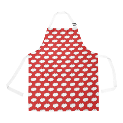 Clouds with Polka Dots on Red All Over Print Apron