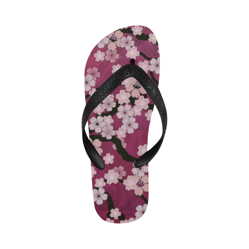 Sakura Breeze Peaceful Plum Flip Flops for Men/Women (Model 040)