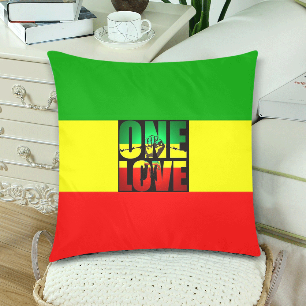 RASTA ONE LOVE CITY Custom Zippered Pillow Cases 18"x 18" (Twin Sides) (Set of 2)